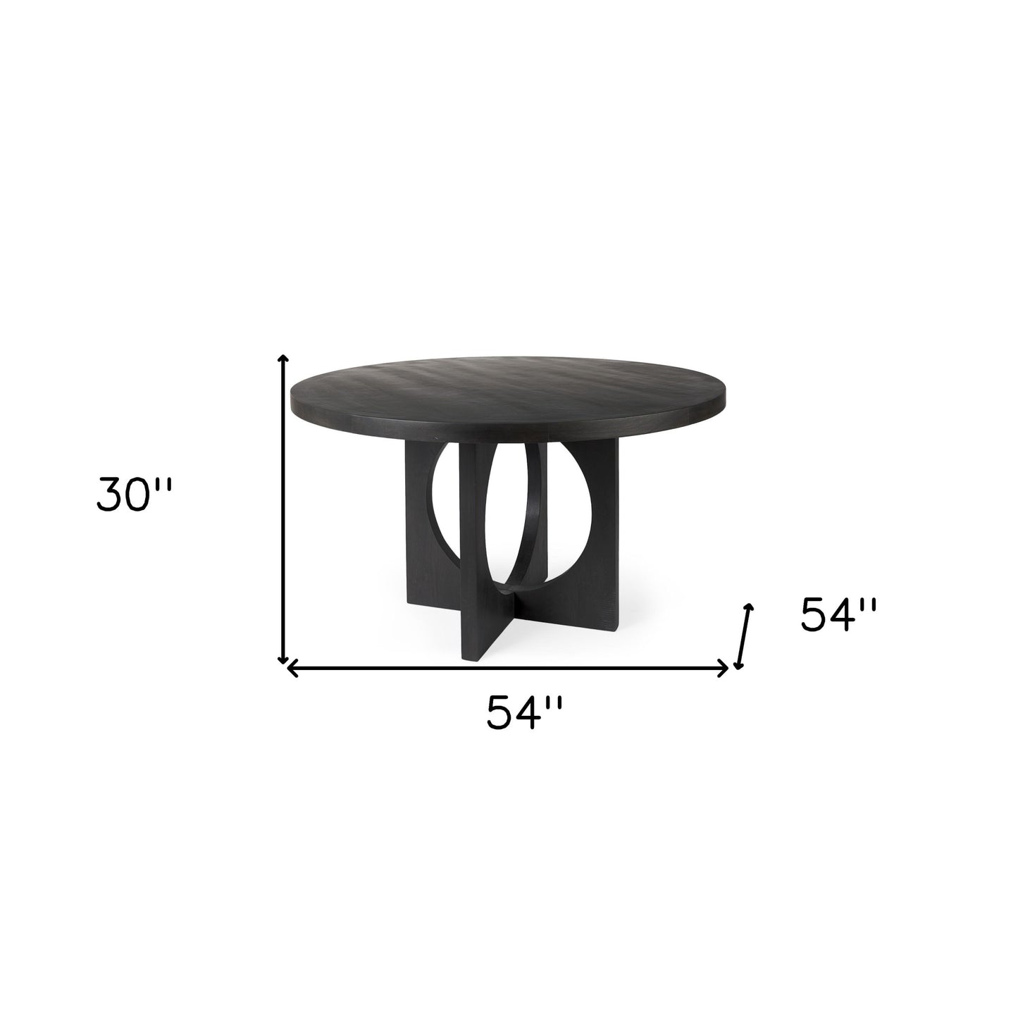 Black Wood Round Geometric Dining Table