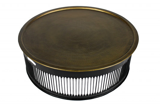 Leslie Drum Shaped Brass Coffee Table