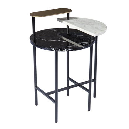 28" Black Manufactured Wood And Iron Free Form End Table With Shelf