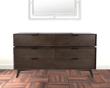 65" Acacia Solid Wood Six Drawer Double Dresser