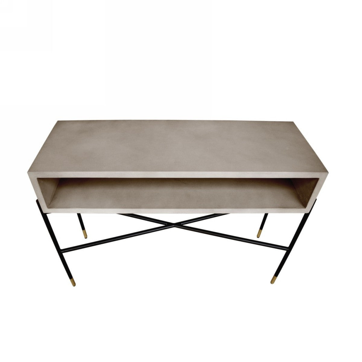 Industrial 45" Concrete And Metal Console Console Table
