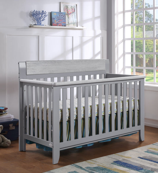 Gray Solid and Manufactured Wood Standard Four In One Convertible Crib