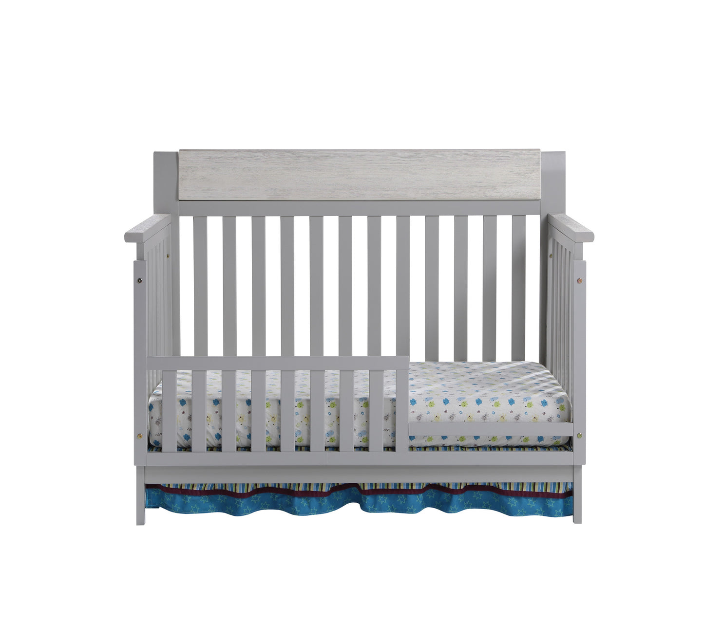 Gray Solid and Manufactured Wood Standard Four In One Convertible Crib