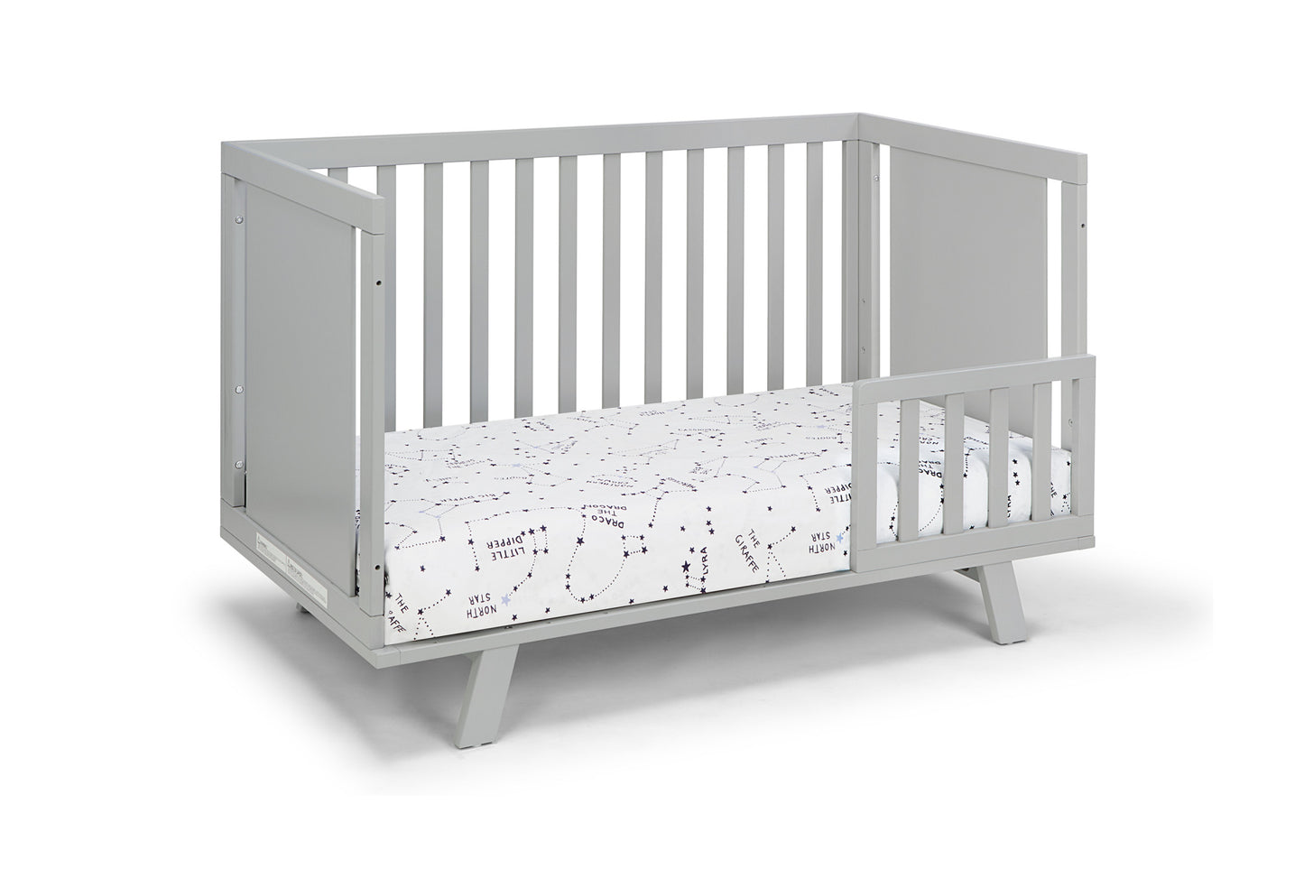 Light Gray Solid and Manufactured Wood Standard Three In One Convertible Crib